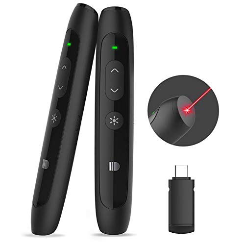 doosl Presentaciones Puntero Laser Type-C y USB 2.4GHz Wireless Presentation Remote con control de volumen Remote de PowerPoint