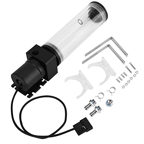 Eboxer G1 / 4 Radiador de Bomba de Refrigeración por Agua del Cilindro de Acrílico de la CPU del Tanque de Agua para Ordenador 12V 9W(160mm)