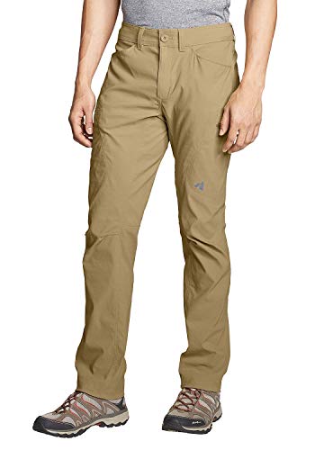 Eddie Bauer Pantalones deportivos para hombre Guide Pro, de poliamida, para trekking, impermeables, transpirables, protección UV 50+, bluesign, rectos, elásticos en cadera y muslos arena 33W x 32L