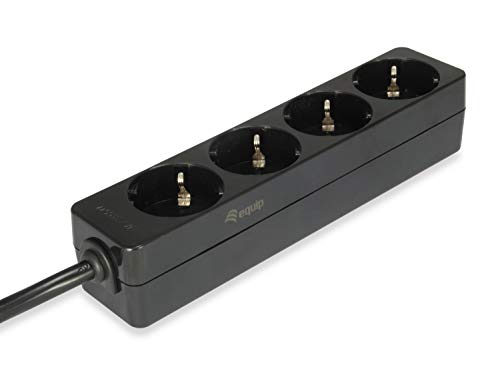 Equip Power Strip 333281 - Extensiones de Corriente (1,35m, 250V, 2200W, Conector: C14 IEC320, plástico), Negro