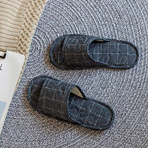 Espuma de Memoria Invierno Pantuflas,Zapatillas de Pareja de Tela Acolchada, Piso de casa Zapatos de algodón Antideslizantes-Negro 4_36-38,Medio Paquete con Zapatillas de Algod