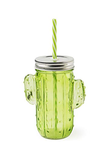 Excelsa Cactus Vaso / Taza con pajita 425 ml, mililiters, cristal