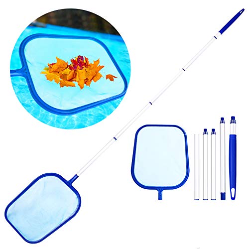 Familybox Red de Piscina, Skimmer Recoge Hojas Recogehojas para Pisina con Barra telescópica de Aluminio Desmontable 1.2m Juego de Limpieza para Elimina Todos Los Escombros