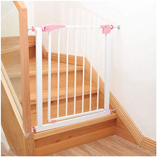 FCXBQ Baby Gate Puertas para bebés sin Perforaciones para escaleras Cerca para Mascotas Cerramiento de Hierro Cierre de presión para Puerta para bebés (Color: Rosa, Tamaño: 103-110cm)