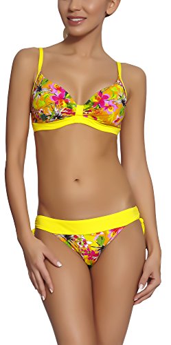 Feba Bikini Bañadores Trajes de Baño Conjunto Tops Sujetador y Bragas Ropa Playa Verano Mujer N3C4L2 (Modelo-20DK, EU Cup 65E/Bottom 34 (ES 80E/36))