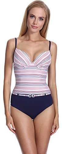 Feba Monokini Moldeador de Silueta Push Up Bañadores Trajes de Baño 1 Pieza Ropa Vestidos Playa Verano Mujer F28(Patrón-400, EU Cup 80E / 40 = ES (Cup 95E / 42))