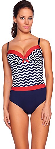 Feba Push Up Monokini Bañadores Trajes de Baño Ropa Playa Verano Mujer 2ST2R (Modelo-03DK, EU Cup 80E/Bottom 40 (ES 95E/42))