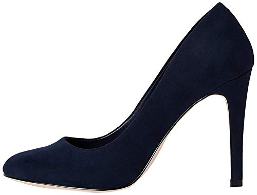 FIND Round Toe High Court Zapatos de Tacón, Azul (Navy), 39 EU