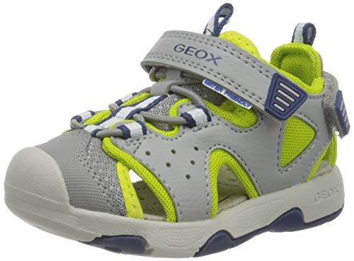 Geox B Sandal Multy Boy A, Sandalias de Punta Descubierta Bebé-Niños, Gris (Grey/Lime Green C1172), 26 EU