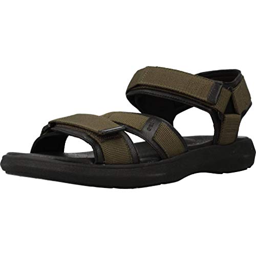 Geox U GOINWAY B, Sandalias con Punta Abierta Hombre, Verde (Military/Black C0498), 46 EU