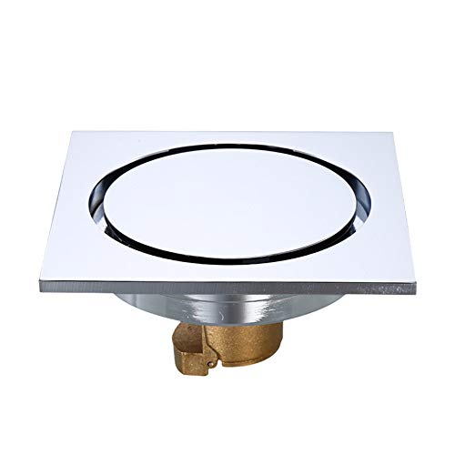 GLYYR Plaza De Drenaje De Piso con Latón Extraíble Cubierta De Aguas Residuales Colador De Baño Zona Desagüe De La Cocina Galería Pública, 100 × 100 Mm,Brightsilver