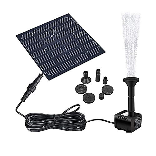 GOCHANGE Bomba de Fuente Solar, 1.2W 180L / H Bomba de Fuente de Agua de Panel Solar, Para Jardín, Piscina,Acuario,Fuente, con 4 Boquillas