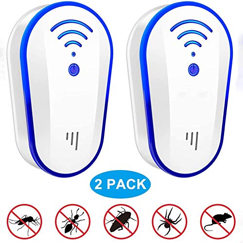 GUOJIN Repelente Ultrasónico,Plug in Pest Control Electrónico para Mosquitos, Cucarachas, Roedores, Ultrasónico Ratones 100% Inofensivo para Mascota Y Humano (2 Piezas)