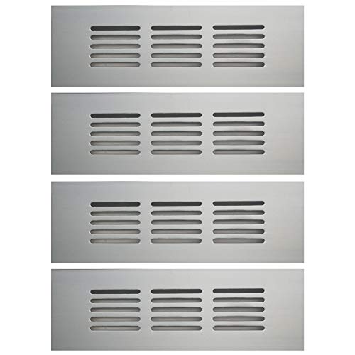 Gurxi 4PCS Rejilla de Ventilación de Aluminio Placa de Ventilación de Aluminio de Rejilla de Ventilación Anti-insectos Rejilla Rectangular Ventilación para una Ventilación Ideal 5 * 15cm