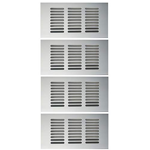 Gurxi 4PCS Rejilla de Ventilación de Aluminio Placa de Ventilación de Aluminio de Rejilla de Ventilación Anti-insectos Rejilla Rectangular Ventilación para una Ventilación Ideal 15 * 8 cm