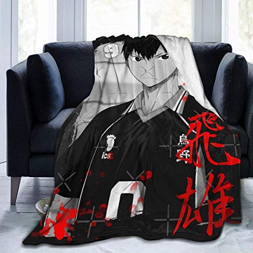 Haikyuu Collage Anime Manga Tobio Kageyama Manta de Franela Manta de Lana Duradera decoración del hogar sofá Cama L(153X204CM)