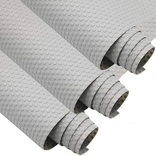 Hersvin 30cmx150cmx3 Rollos Plastico Protector para Cocina Cajones, Alfombras Non Adhesivo para Nevera Mueble Fregadero Estante Organizador Cubiertos Cubre Encimera(Gris Claro/Punto)