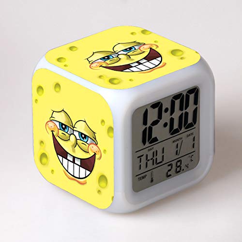 HHKX100822 Reloj Despertador De Dibujos Animados Regalos Electrónicos para Niños Reloj Despertador Pequeño Colorido Creativo Reloj Despertador con Luz Nocturna Led J