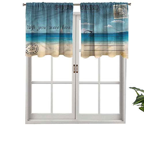 Hiiiman Diseño de moda cenefa de ventana con aislamiento térmico sellos de postal de verano, juego de 2, 42 x 24 pulgadas para habitación de los niños