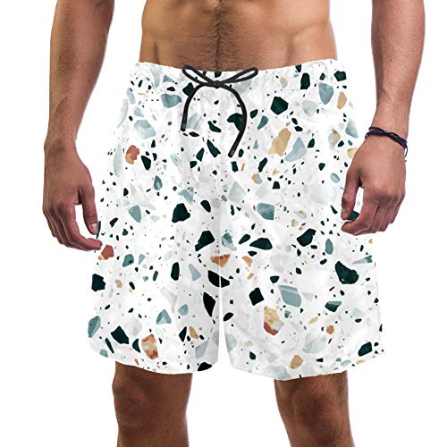 Hombre Pantalones Cortos De Playa Terrazzo Pisos De Estilo Veneciano Piedra Granito Cuarzo Mármol Patrón De Natación Trunks Elástico Traje De Baño Pantalones Cortos De La Junta multicolor M