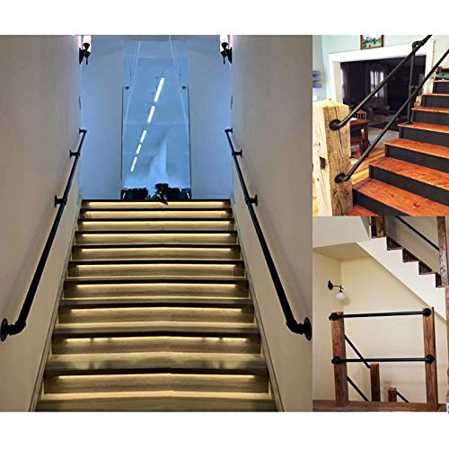 Home mall Pasamanos para escaleras-25-500 cm, escalones para interiores y exteriores - Escaleras Pasamanos para niños mayores discapacitados Montaje en pared exterior exterior de hierro fo(Size:150cm)