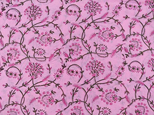 HomeDecorShopie Tela de algodón estampada suave con fianza Tela india impresa a mano, Tela de algodón de The Yard Fabric, Tela estampada de algodón Kurti de Jaipuri para vestido de verano (50 Yards)