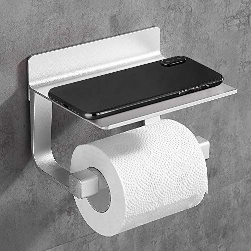 Hoomtaook Portarrollos para Papel Higiénico Portarrollos Baño Adhesivo Portarrollo para Papel Higiénico, Autoadhesivo, Aluminio, Acabado Mate