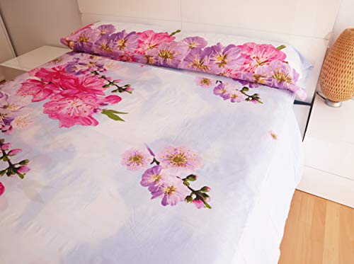 HTE Juego de Sábanas para Cama 150cm de 3 Piezas - Sábana Bajera 150x190/200cm + Sábana Encimera 230x260cm + 1 Funda de Almohada 45x160cm (Rosado Morado, Cama 150cm)