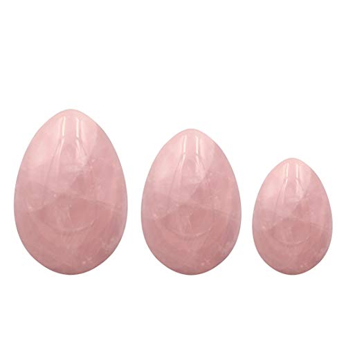 HUEVOS YONI BIONOBO® | Pack de 3 Tamaños de Cuarzo Rosa | S - M - L | Ayuda a intensificar Orgasmos, Lubricación Natural Vaginal, Ejercita Suelo Pélvico y Vagina, Reduce Cólicos Menstruales |