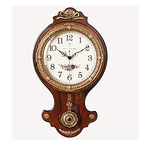 HUIJUNWENTI Polaris (Polaris) De Madera De Latón Salón Reloj De Pared Reloj Atmosférica Reloj De Pared Electrónico Antiguo Reloj De Pared De La Tabla For Colgar El Arte Chino De Bronce De