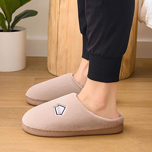 HUSHUI Espuma De Memoria CáLido Comodidad Pantuflas,Pantuflas cálidas Antideslizantes, Pantuflas de algodón para Parejas en casa-Marrón 6_44-45,CáLido Pantuflas Memoria Espuma