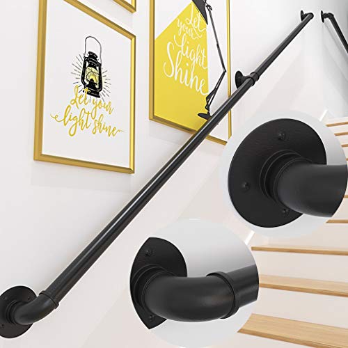 HYXXQQ Barandilla Complete Kit.Profesional rústico Forjado Industrial de tubería de Hierro Escaleras Pasamanos, montado en la Pared Negro Escalera Barandilla (Size : 120cm)