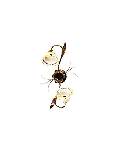 Ilab - Plafón de 2 luces, colección anita cerámica siciliana girasol, monta 2 bombillas E14, casquillo pequeño máx. 40 W, anchura 35 cm, altura 55 cm, profundidad 20 cm, plafón de cerámica