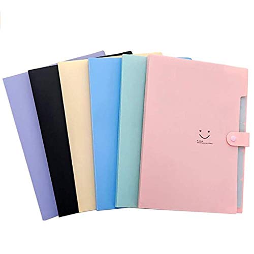 Inyear Carpeta multicapa A4 para órganos de caritas sonrientes, 6 unidades (negro, amarillo, verde, rosa, morado, azul)