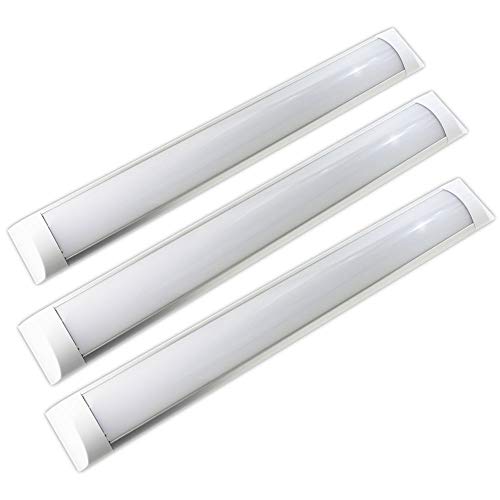 JANDEI - 3X Regleta LED, 36W 120cm, Luz Blanca Fría 6000K, Protección IP20 Para Interior, Equivalente A 2 Tubos Fluorescentes 3600 Lúmenes [Clase de eficiencia energética A+]