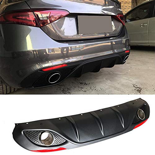 JTAccord PP Parachoques Trasero difusor de Labios Spoiler con Escape para Alfa Romeo Giulia Sedan 4 Puertas 2017-2019 Quadrifoglio TI