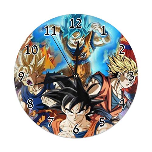 Kay Sam Reloj de Pared con Pilas Redondo Dragon Ball Super Blue Estilo Redondo, Reloj de Pared silencioso Que no Hace tictac