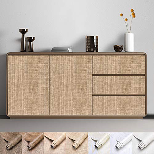 KINLO Revestimiento de cocina engrosado madera natural Revestimiento autoadhesivo para muebles 40 x 300 cm Lámina decorativa aspecto madera, impermeable anti moho, para muebles