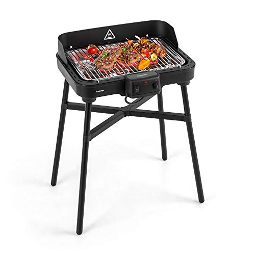 KLARSTEIN Grillkern Barbacoa eléctrica - Mesa de Barbacoa, Parrilla, 1900 + 800 W, Temperatura de 400 °C, 3 Zonas de Calor, ReflectorBoost, Ocupa Poco Espacio, Ideal para Carnes, Negro