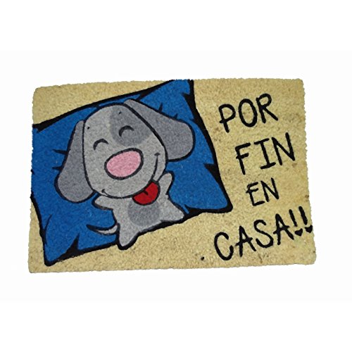 koko doormats felpudos Entrada casa Originales, Fibra de Coco y PVC, Felpudo Exterior Perro por Fin EN CASA!!, 40x60x1.5 cm | Alfombra Puerta Entrada casa Exterior | Felpudos Divertidos para Puerta