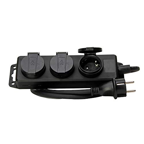 Kopp - Regleta para 3 enchufes (para Cuarto húmedo, con Tapa, Cable de 1,4 m)