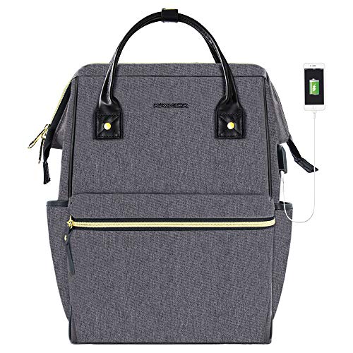 KROSER Mochila para Portátil Mochila Elegante Escolar para Computadora de hasta 15.6" Mochila Informal Hidrófugo Bolsa de Negocios para Viaje/Negocio/Universidad-Gris Laptop Backpack