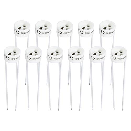 kwmobile 11x Portalámpara de casquillo GU10 - Conectores para lámpara GU10 de 12V - Portalámparas para bombillas estándar MR16 en blanco