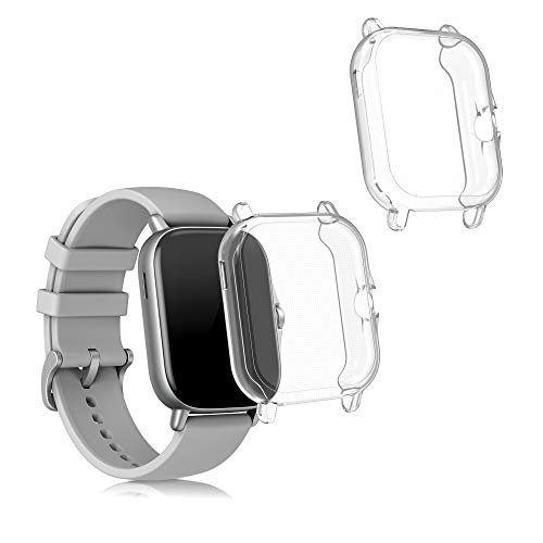 kwmobile 2 Carcasas para Pulsera Actividad - Set de 2X Funda Compatible con Xiaomi Huami Amazfit GTS 2 / 2e - Transparente