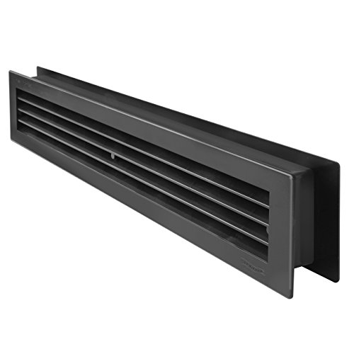 La ventilación pt489 N Rejilla de ventilación de plástico rectangular 480 x 98 mm telescópica, Negro