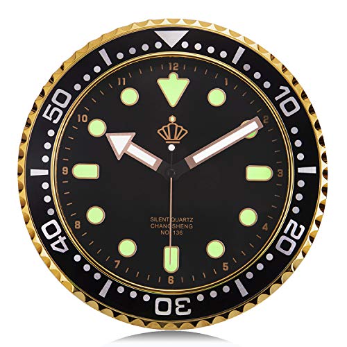 Lafocuse Reloj de Pared Silencioso Luminoso Creativo Reloj Cuarzo Industrial Negro para Salon Comedor Dormitorio 30 cm