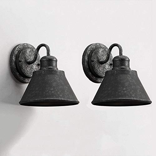 Lámpara de pared plata retro exterior antigua Vintage IP23 impermeable 2 Llama Pantalla metal E27 Piso jardín Escaleras Terraza Casa Villa Puerta Cabeza Entrada Cottage Luz 2pcs