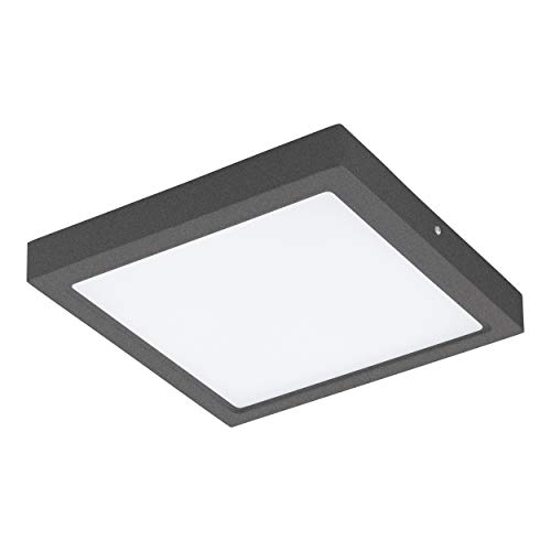 Lámpara de techo LED para exterior EGLO ARGOLIS, lámpara de techo y pared con 1 bombilla, lámpara de techo de aluminio y plástico, color: antracita, blanco, IP44