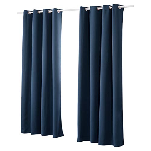 Laneetal Cortinas Opacas Doble Cara Grueso Suaves Evitar Rayos UV la Luz Proteccion Privacidad con Ojales para Salon Cocina Habitacion 2 Piezas 135x225cm Color Azuloscuro