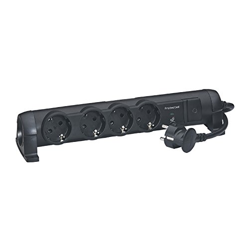 Legrand - Regleta de 4 enchufes, 4-fach, Negro